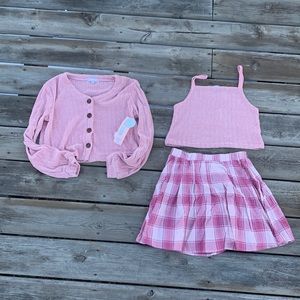 NWT Kensie Girl 3 Piece Set Skirt, Top & Cardigan